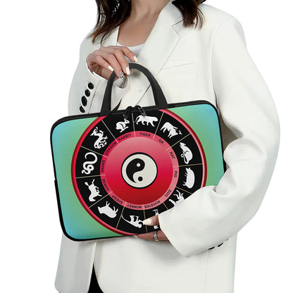 Yin Yang Chinese Zodiac Signs Print Laptop Sleeve With Handle