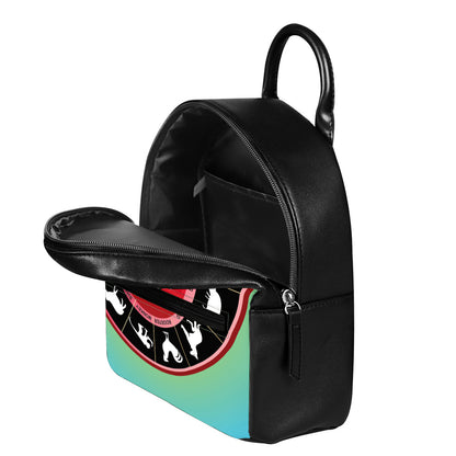 Yin Yang Chinese Zodiac Signs Print Leather Backpack