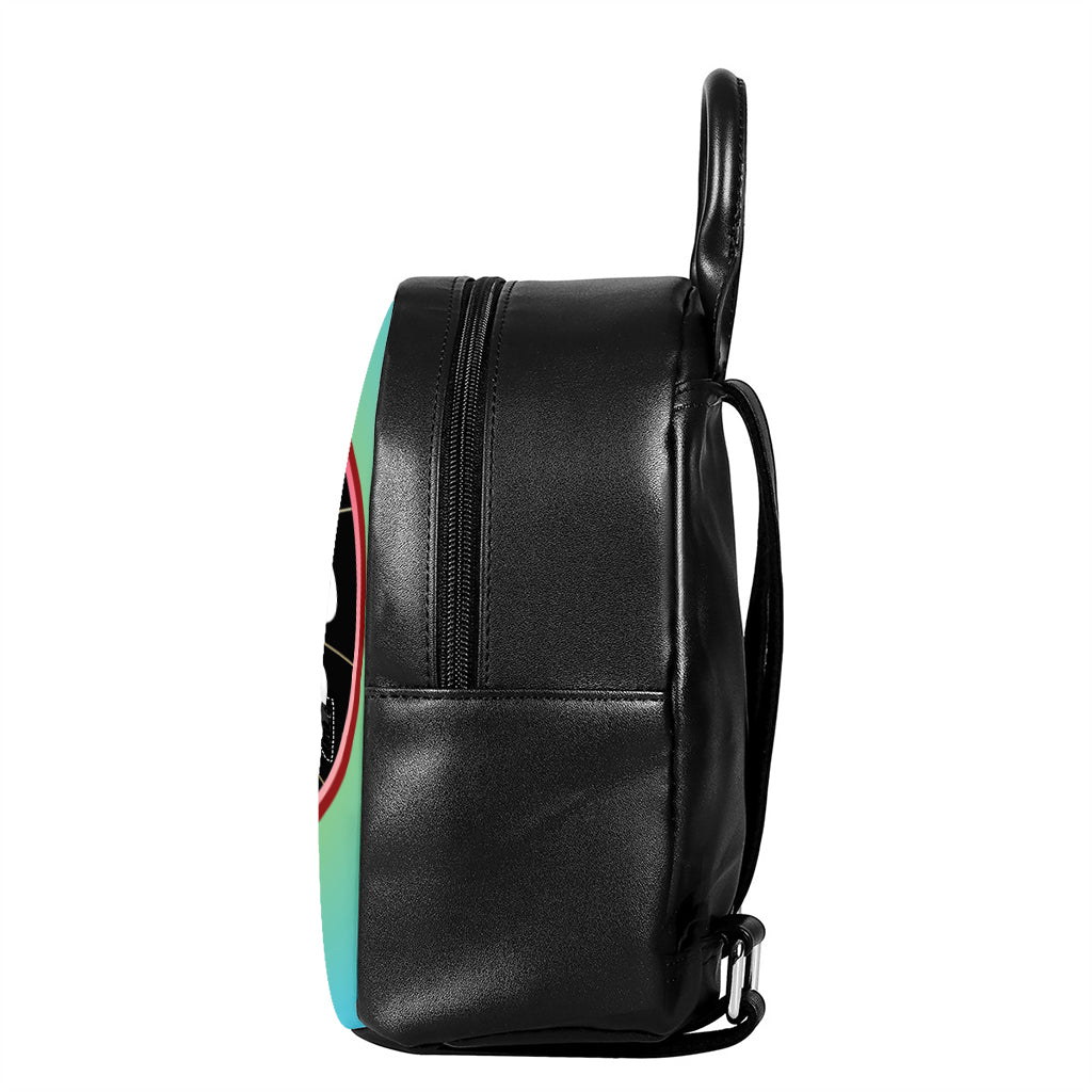 Yin Yang Chinese Zodiac Signs Print Leather Backpack