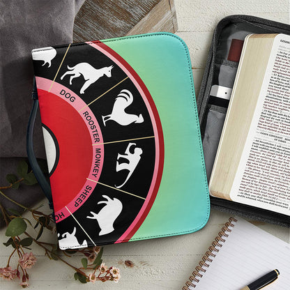 Yin Yang Chinese Zodiac Signs Print Leather Bible Cover