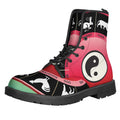Yin Yang Chinese Zodiac Signs Print Lace-Up Boots
