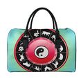 Yin Yang Chinese Zodiac Signs Print Leather Duffel Bag