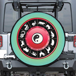 Yin Yang Chinese Zodiac Signs Print Leather Spare Tire Cover