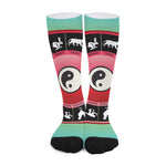 Yin Yang Chinese Zodiac Signs Print Long Socks