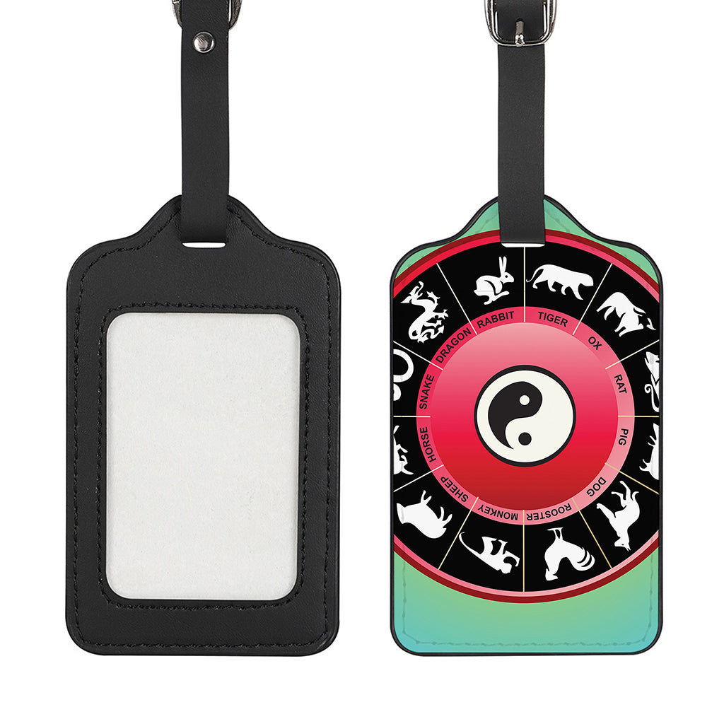 Yin Yang Chinese Zodiac Signs Print Luggage Tag