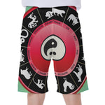 Yin Yang Chinese Zodiac Signs Print Men's Beach Shorts