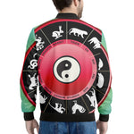 Yin Yang Chinese Zodiac Signs Print Men's Bomber Jacket