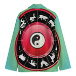 Yin Yang Chinese Zodiac Signs Print Men's Cotton Blazer