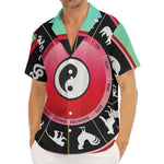 Yin Yang Chinese Zodiac Signs Print Men's Deep V-Neck Shirt
