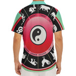 Yin Yang Chinese Zodiac Signs Print Men's Deep V-Neck Shirt