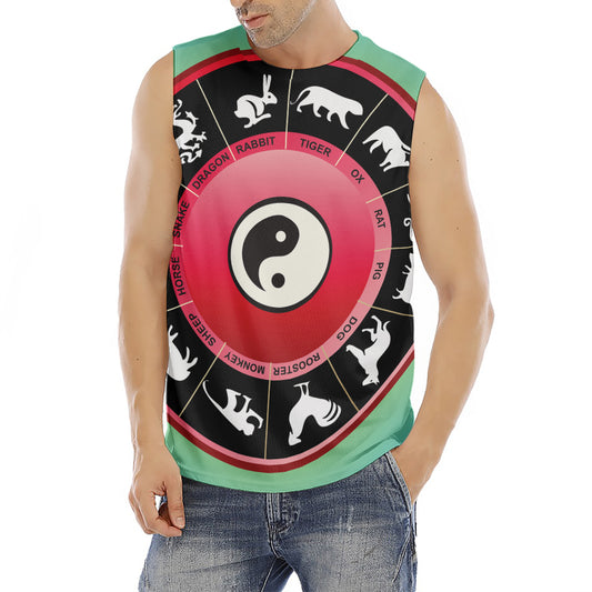 Yin Yang Chinese Zodiac Signs Print Men's Fitness Tank Top
