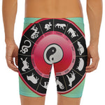 Yin Yang Chinese Zodiac Signs Print Men's Long Boxer Briefs