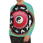 Yin Yang Chinese Zodiac Signs Print Men's Long Sleeve Rash Guard