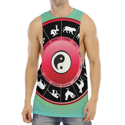 Yin Yang Chinese Zodiac Signs Print Men's Muscle Tank Top