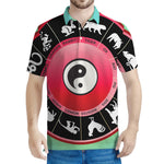 Yin Yang Chinese Zodiac Signs Print Men's Polo Shirt