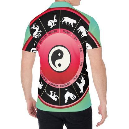Yin Yang Chinese Zodiac Signs Print Men's Shirt