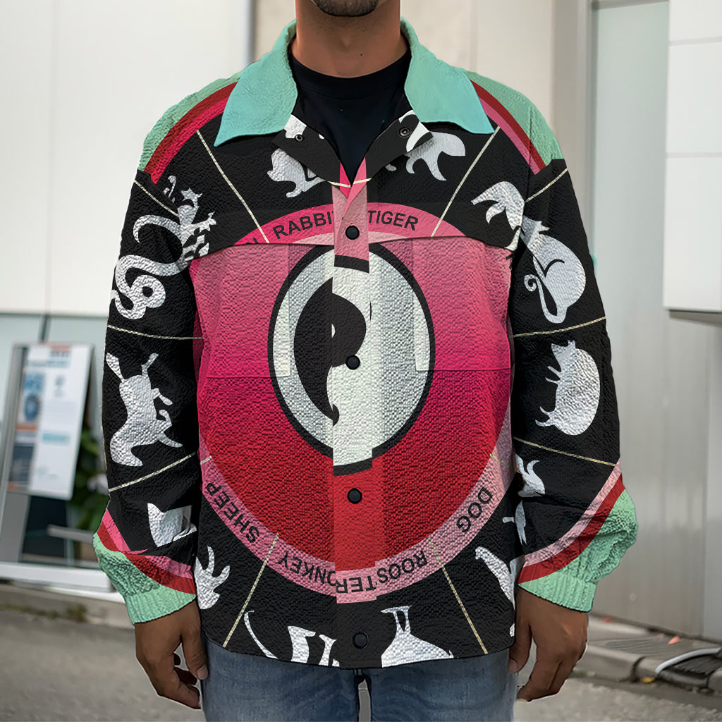 Yin Yang Chinese Zodiac Signs Print Men's Shirt Jacket