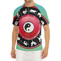 Yin Yang Chinese Zodiac Signs Print Men's Short Sleeve Rash Guard