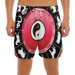 Yin Yang Chinese Zodiac Signs Print Men's Split Running Shorts