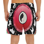 Yin Yang Chinese Zodiac Signs Print Men's Split Running Shorts