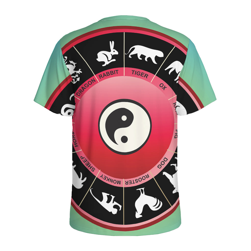 Yin Yang Chinese Zodiac Signs Print Men's Sports T-Shirt