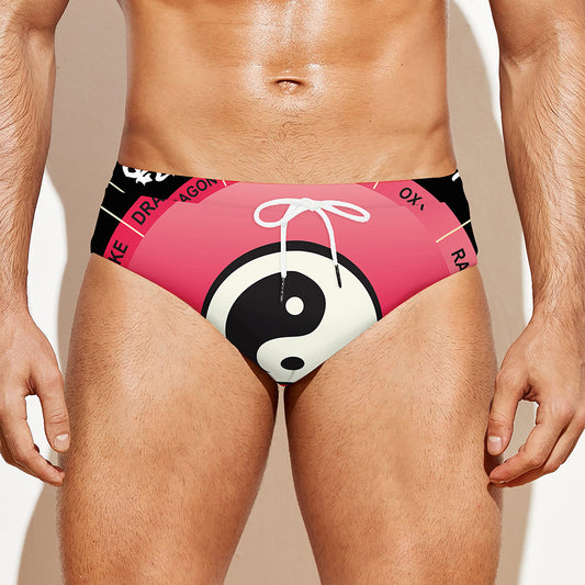 Yin Yang Chinese Zodiac Signs Print Men's Swim Briefs