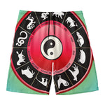 Yin Yang Chinese Zodiac Signs Print Men's Swim Trunks