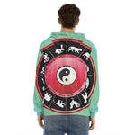 Yin Yang Chinese Zodiac Signs Print Men's Velvet Pullover Hoodie