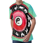 Yin Yang Chinese Zodiac Signs Print Men's Velvet T-Shirt
