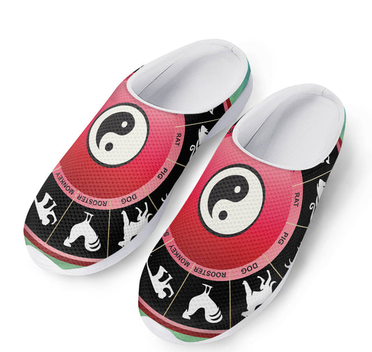 Yin Yang Chinese Zodiac Signs Print Mesh Casual Shoes