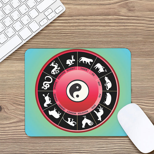 Yin Yang Chinese Zodiac Signs Print Mouse Pad