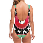 Yin Yang Chinese Zodiac Signs Print One Piece Swimsuit