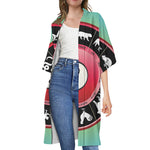 Yin Yang Chinese Zodiac Signs Print Open Front Beach Cover Up