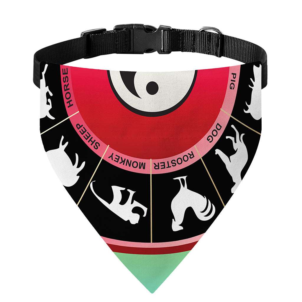 Yin Yang Chinese Zodiac Signs Print Over The Collar Dog Bandana