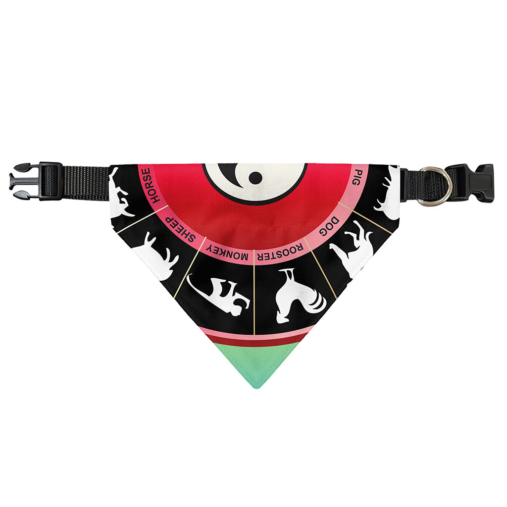 Yin Yang Chinese Zodiac Signs Print Over The Collar Dog Bandana