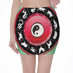 Yin Yang Chinese Zodiac Signs Print Pencil Mini Skirt