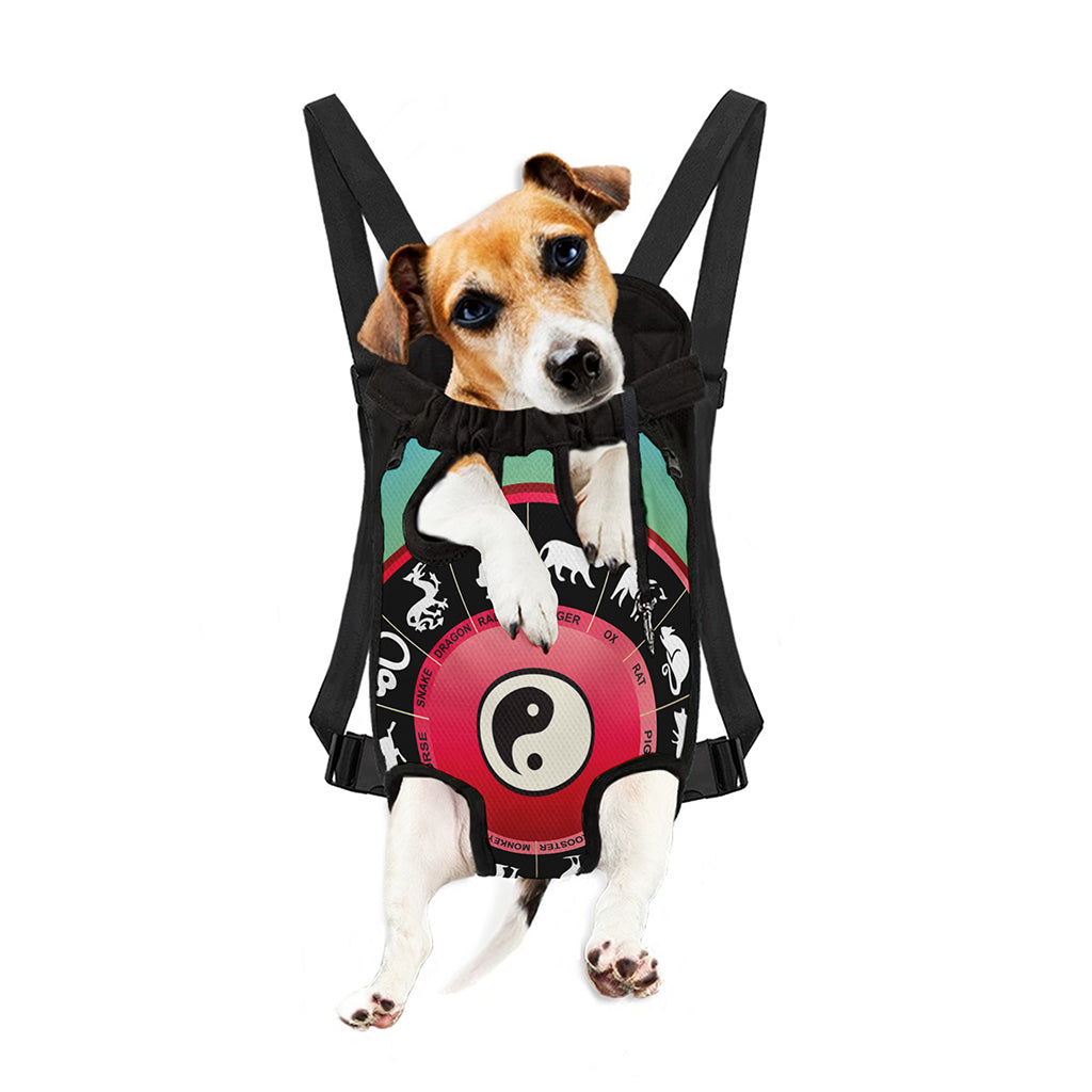 Yin Yang Chinese Zodiac Signs Print Pet Carrier Backpack