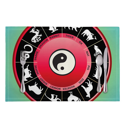 Yin Yang Chinese Zodiac Signs Print Placemat
