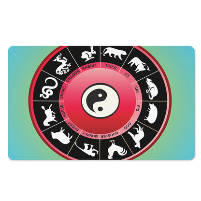 Yin Yang Chinese Zodiac Signs Print Polyester Doormat