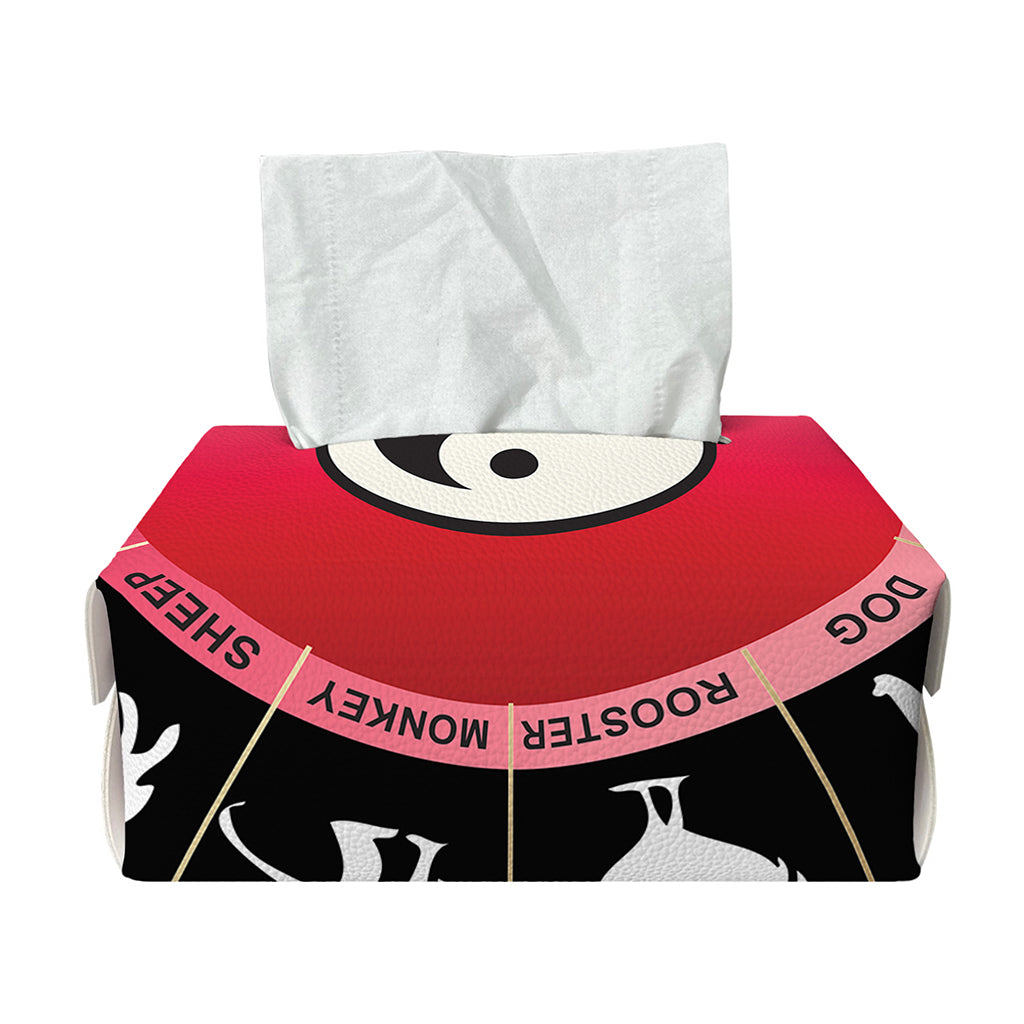 Yin Yang Chinese Zodiac Signs Print Rectangle Tissue Box Cover