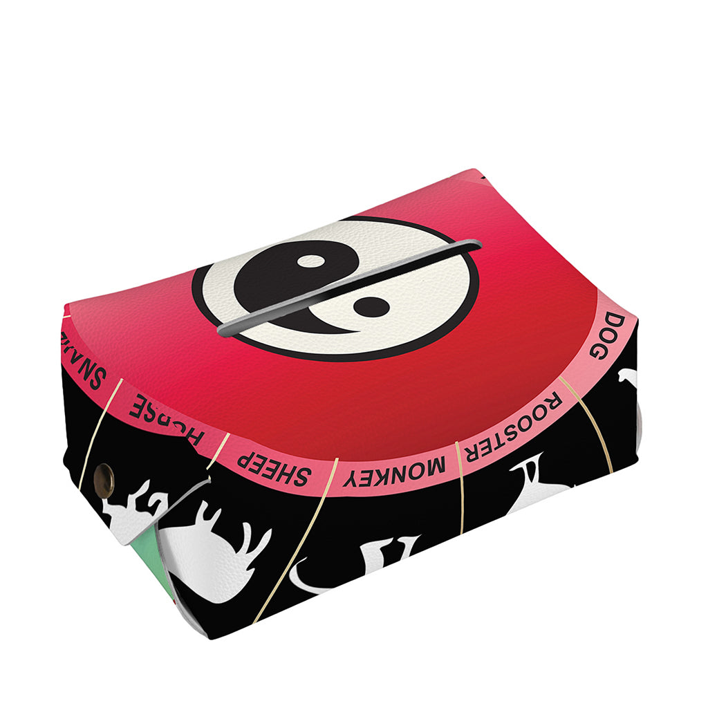 Yin Yang Chinese Zodiac Signs Print Rectangle Tissue Box Cover