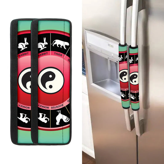 Yin Yang Chinese Zodiac Signs Print Refrigerator Handle Covers