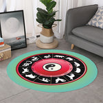 Yin Yang Chinese Zodiac Signs Print Round Rug