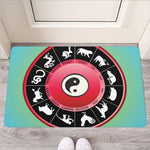 Yin Yang Chinese Zodiac Signs Print Rubber Doormat