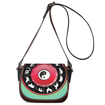 Yin Yang Chinese Zodiac Signs Print Saddle Bag