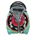 Yin Yang Chinese Zodiac Signs Print Sherpa Lined Zip Up Hoodie