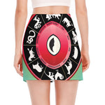 Yin Yang Chinese Zodiac Signs Print Side Slit Mini Skirt