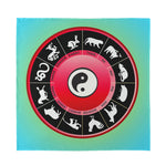 Yin Yang Chinese Zodiac Signs Print Silk Bandana
