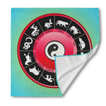 Yin Yang Chinese Zodiac Signs Print Silk Bandana