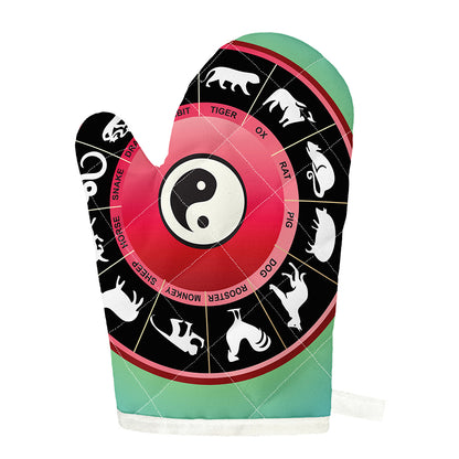 Yin Yang Chinese Zodiac Signs Print Single Oven Mitt